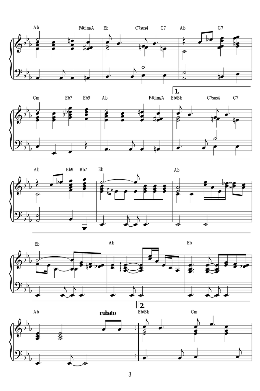 Bridge Over Troubled Water Piano Solo scores gallery preview page 3