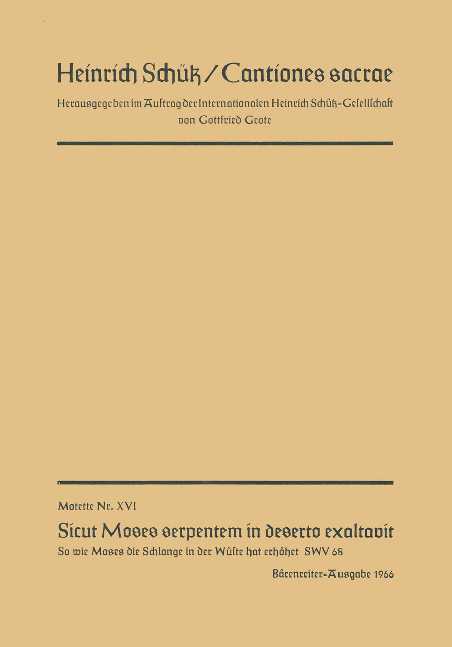Sicut Moses serpentem in deserto exaltavit (So wie Moses die Schlange) no. 16 SWV 68 4-Part scores gallery preview page 1