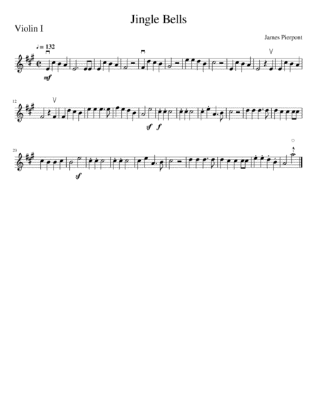 Jingle Bells (string quartet - violin I part)