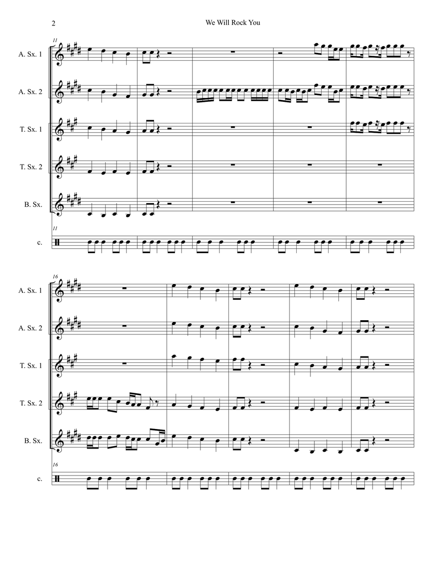 We Will Rock You Woodwind Quintet scores gallery preview page 2