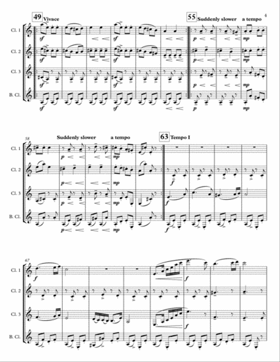 Hungarian Dance No. 5 for Clarinet Quartet or Choir Choir scores gallery preview page 4