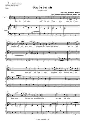 Bist du bei mir, BWV 508 (2) (Original key. E-flat Major)