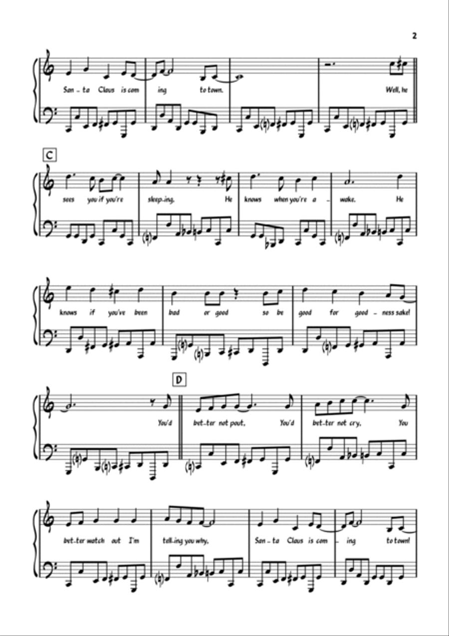 Santa Claus Is Comin' To Town Piano Solo scores gallery preview page 3