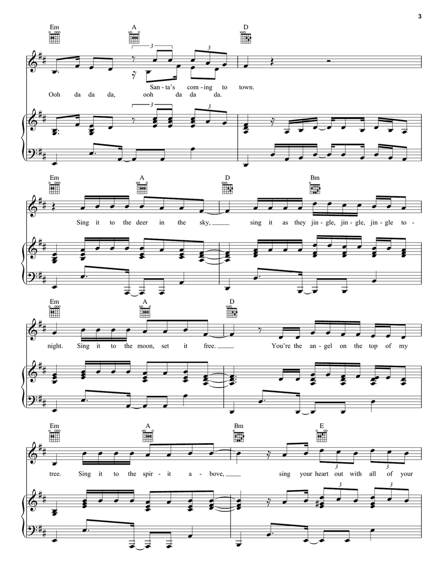 Santa's Coming For Us Piano, Vocal, Guitar scores gallery preview page 3