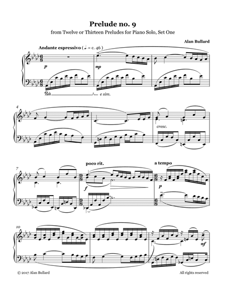 Prelude No. 9 from 'Twelve or Thirteen Preludes for Piano, Set One' (ABRSM Grade 7, 2021-2024) image number null
