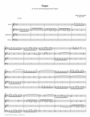 Fugue 21 from Well-Tempered Clavier, Book 2 (Double Reed Quartet)