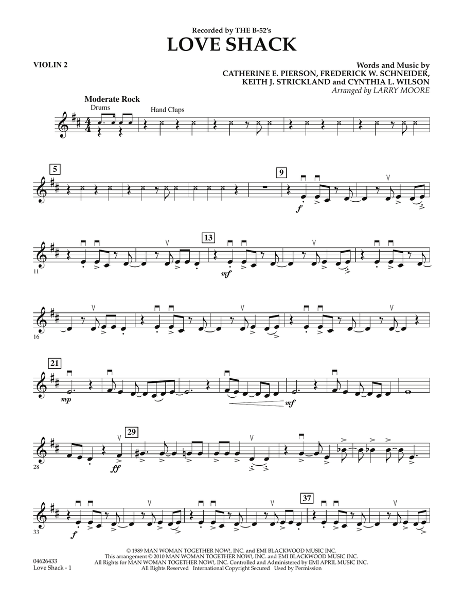 Love Shack - Violin 2 Orchestra scores gallery preview page 1