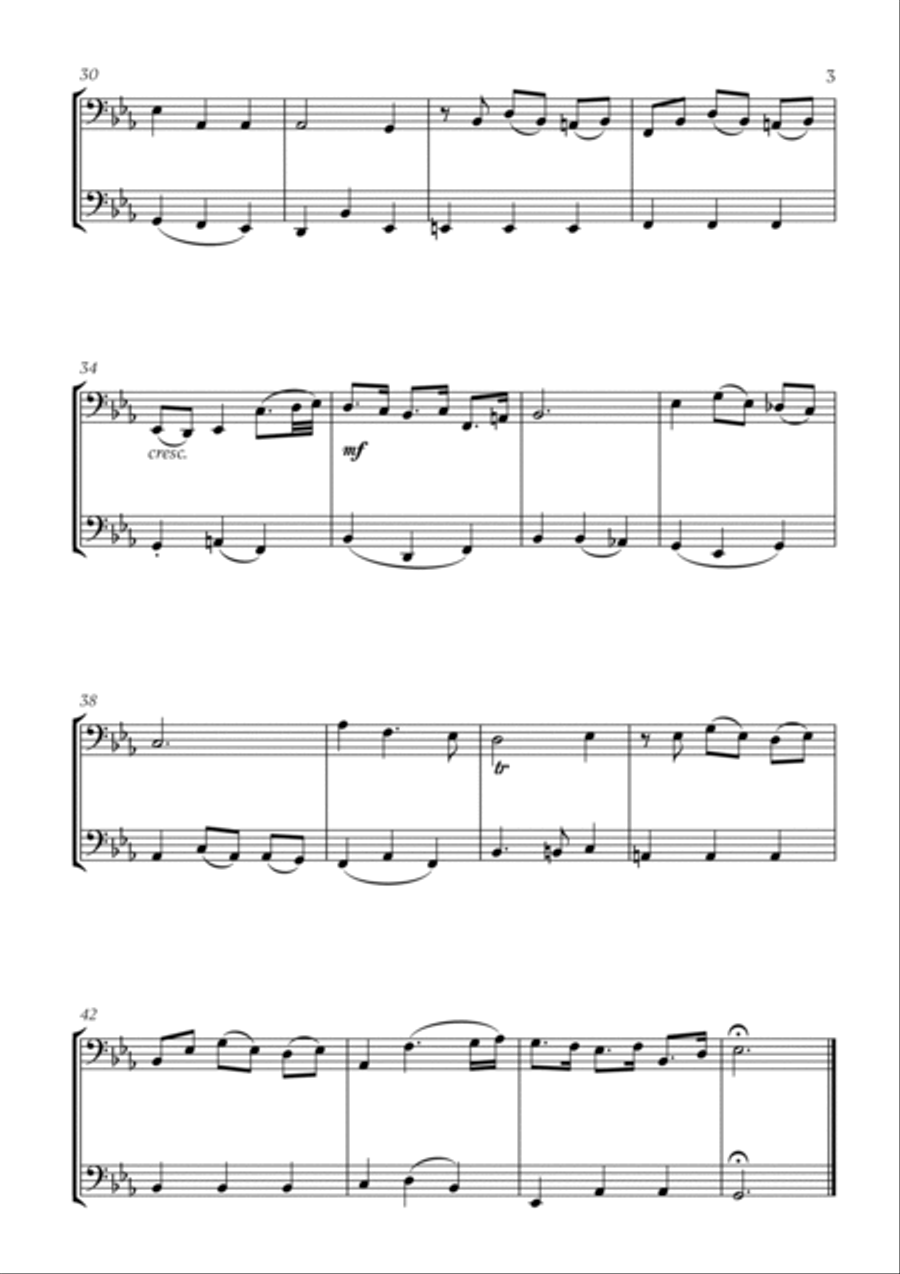 Johann Sebastian Bach - Bist du bei Mir (BWV 508) (for Bassoon and Trombone) Trombone Duet scores gallery preview page 3