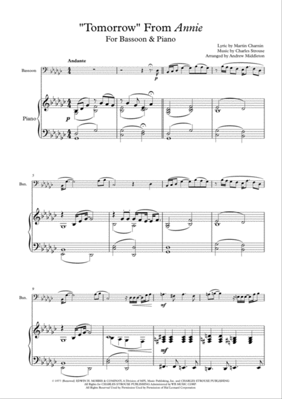 Tomorrow Tomorrow Bassoon scores gallery preview page 3