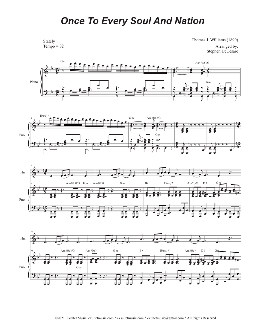 Once To Every Soul And Nation (French Horn solo and Piano) Piano scores gallery preview page 2
