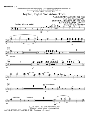 Book cover for Joyful, Joyful, We Adore Thee - Trombone 1, 2