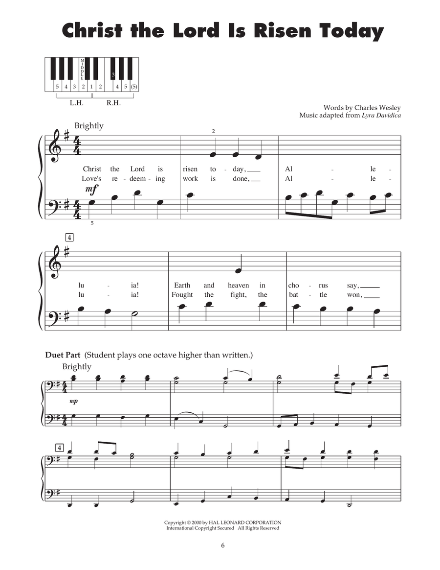 Christ The Lord Is Risen Today (arr. Carol Klose) Piano scores gallery preview page 1