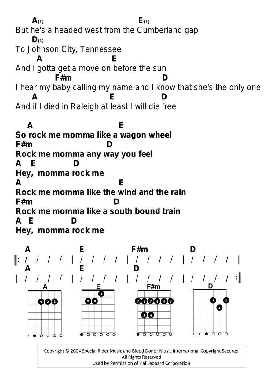 Wagon Wheel Wagon Wheel Guitar scores gallery preview page 6