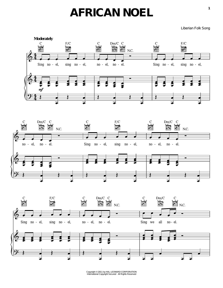 African Noel African Noel Piano, Vocal, Guitar scores gallery preview page 1