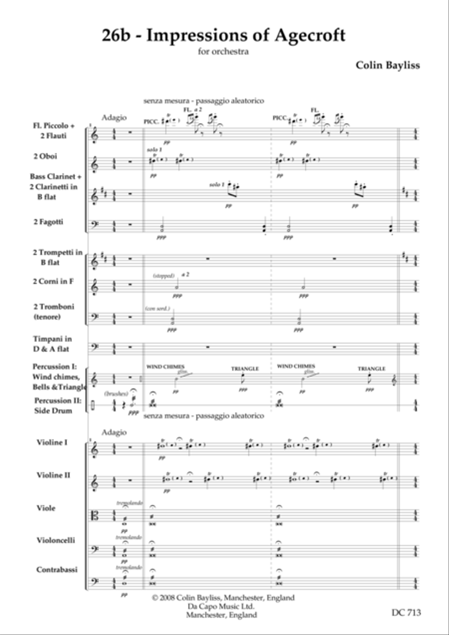 26B: Impressions of Agecroft [score only] Percussion Ensemble scores gallery preview page 1