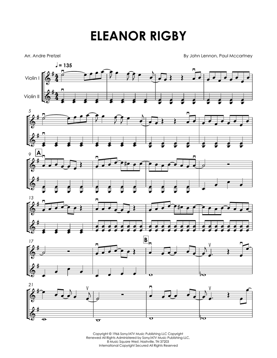 Eleanor Rigby String Duet scores gallery preview page 1