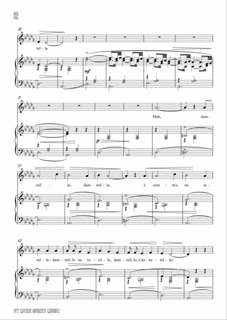 Tosti-'A Vucchella in D flat Major,for Voice and Piano Voice Solo scores gallery preview page 4