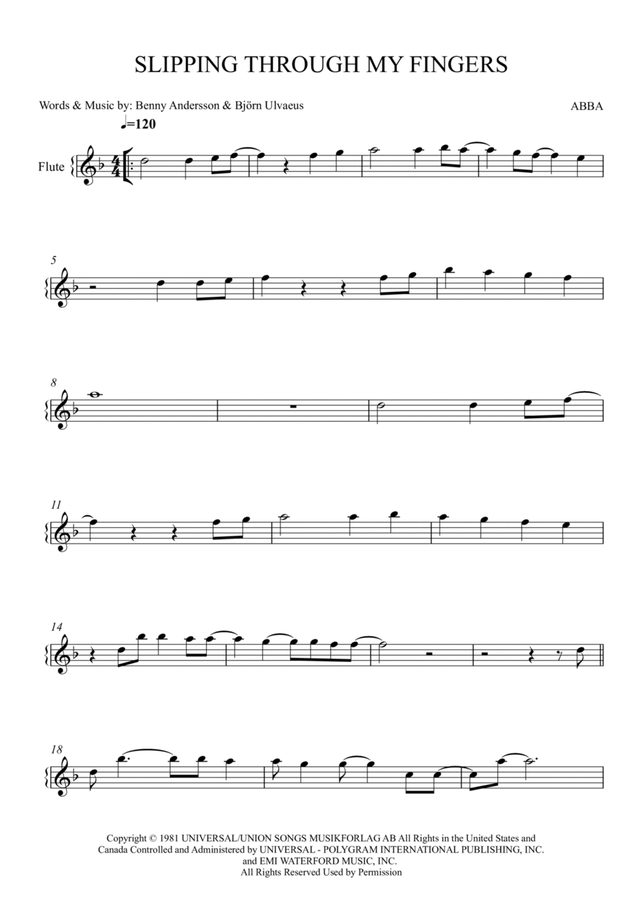 Slipping Through My Fingers Oboe Solo scores gallery preview page 1