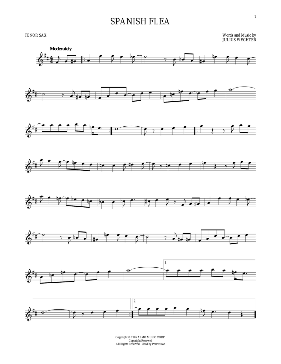 Spanish Flea Spanish Flea Tenor Saxophone scores gallery preview page 1
