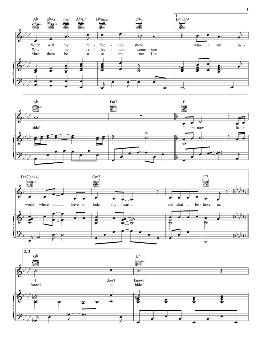 Reflection (Pop Version) (from Mulan) Piano, Vocal, Guitar scores gallery preview page 3
