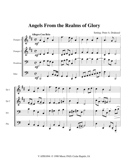 Angels From the Realms of Glory - Mixed Brass Quartet (2 Tpt, Trb, Tuba) image number null