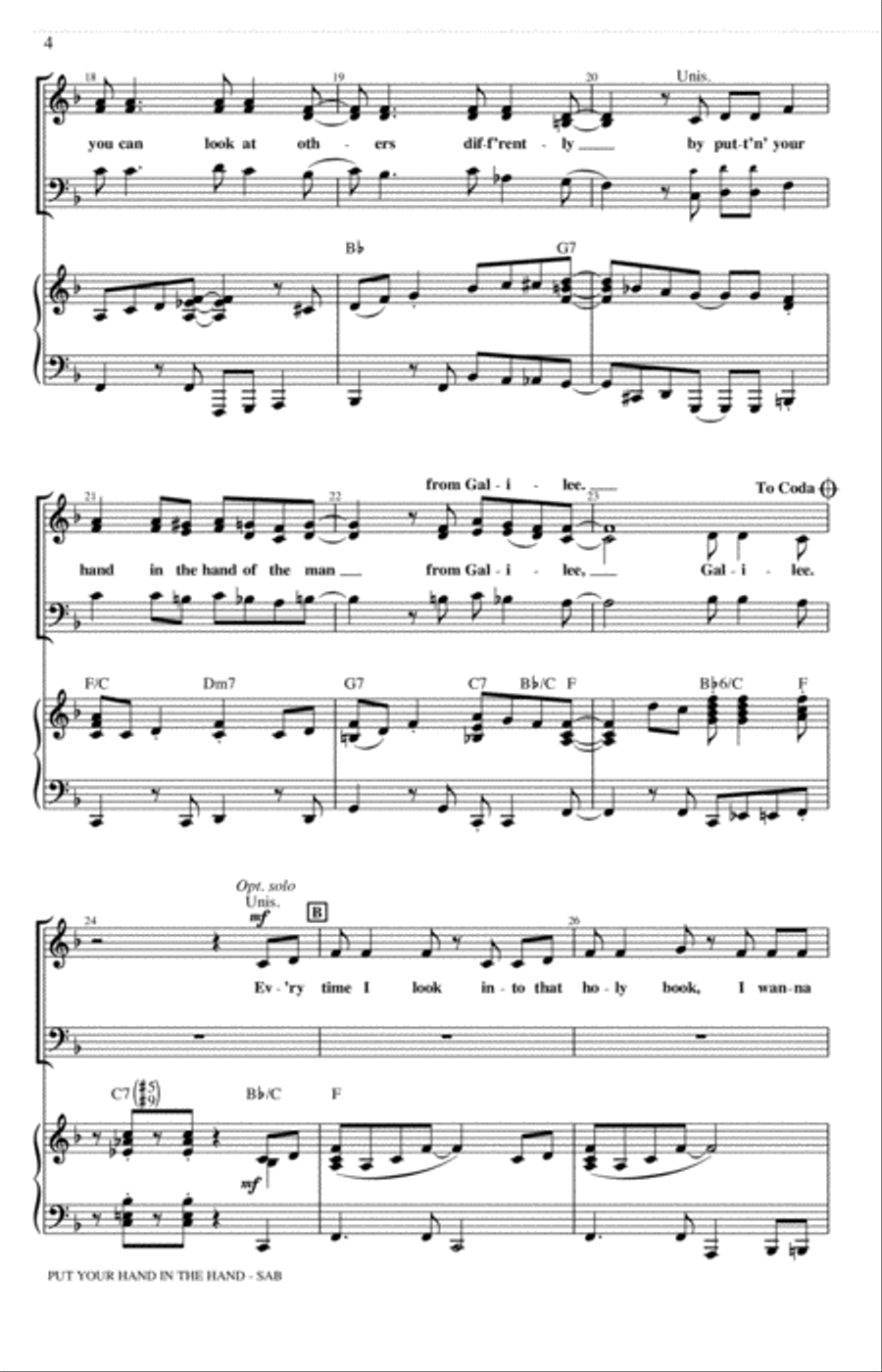Put Your Hand In The Hand (arr. Kirby Shaw) 3-Part scores gallery preview page 3