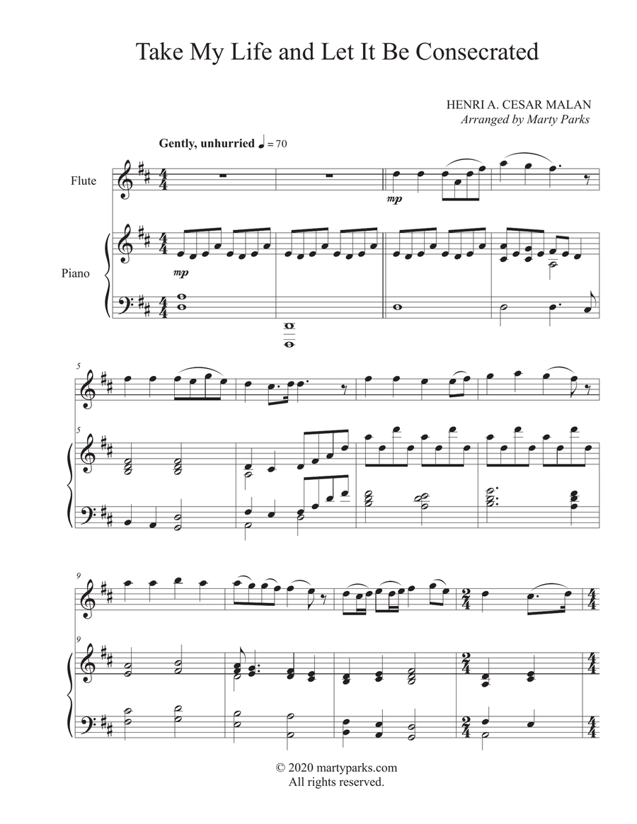 Take My Life and Let It Be Consecrated (Flute-Piano) Flute Solo scores gallery preview page 1