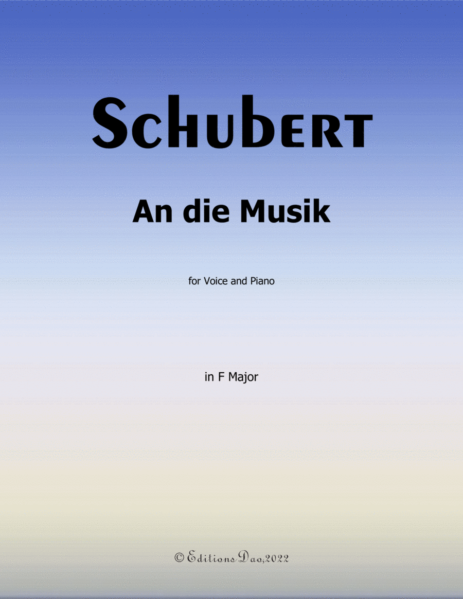 An die Musik, by Schubert, in F Major Voice scores gallery preview page 1