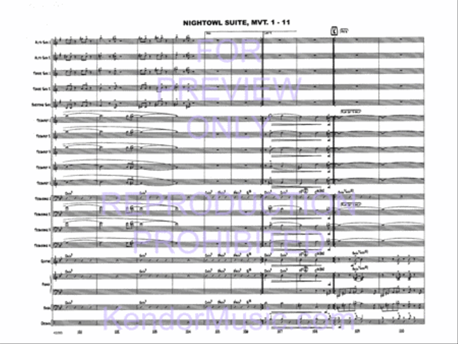 Nightowl Suite, Movement 1 (11 p.m. - Searching For Birdland) Jazz Ensemble scores gallery preview page 13