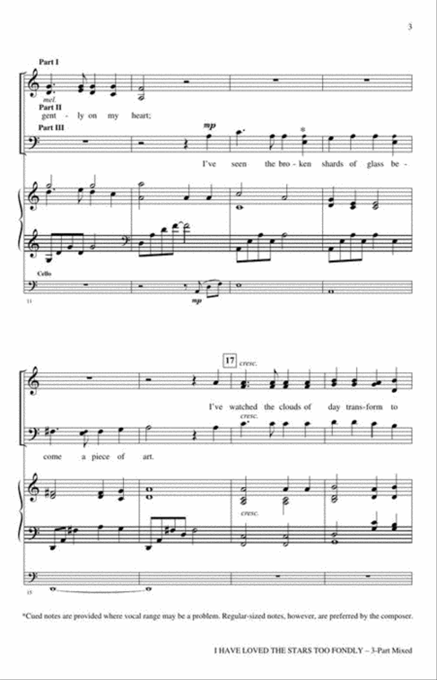 I Have Loved the Stars Too Fondly 3-Part scores gallery preview page 4