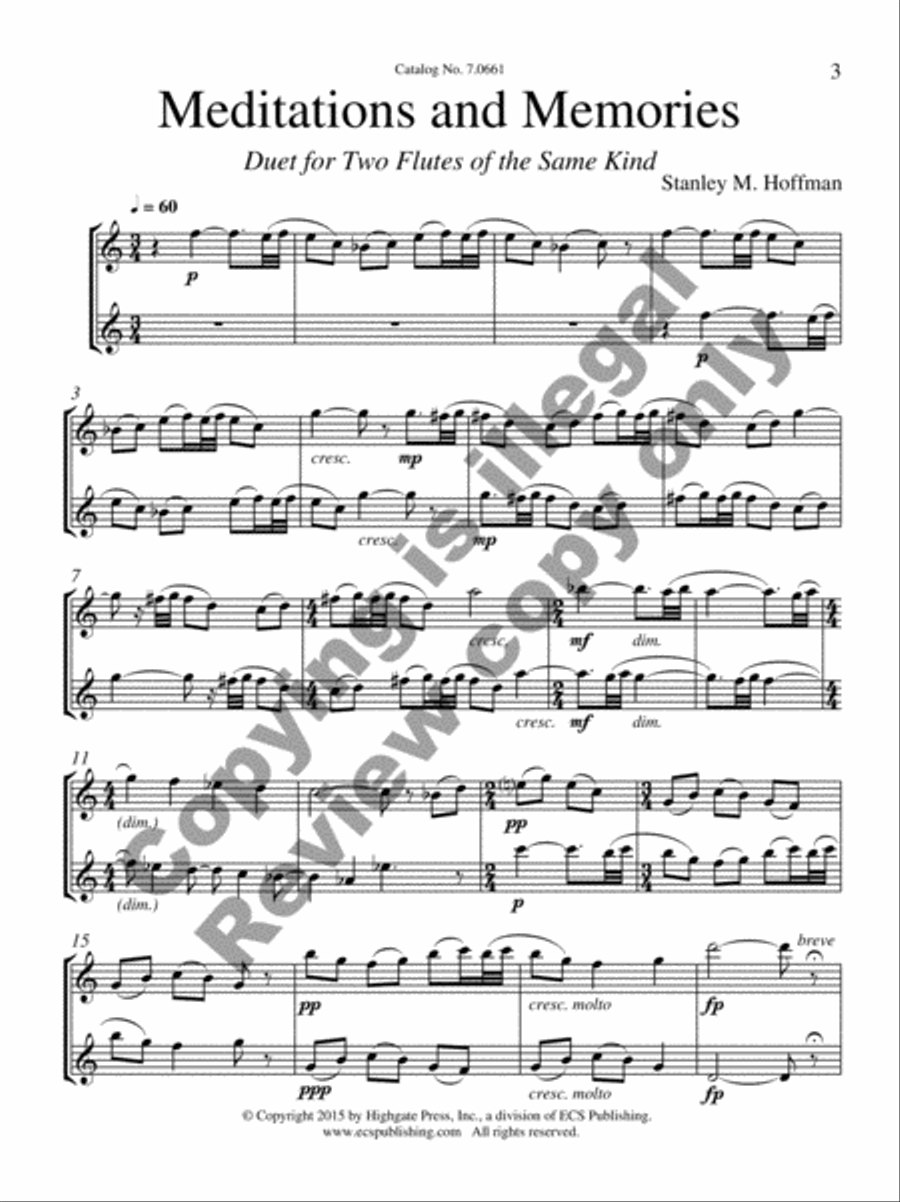 Meditations and Memories Meditations and Memories Flute Duet scores gallery preview page 4