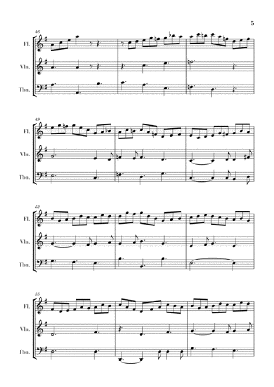 Bach - Jesus bleibet meine Freude for Flute, Violin and Trombone Brass Ensemble scores gallery preview page 5