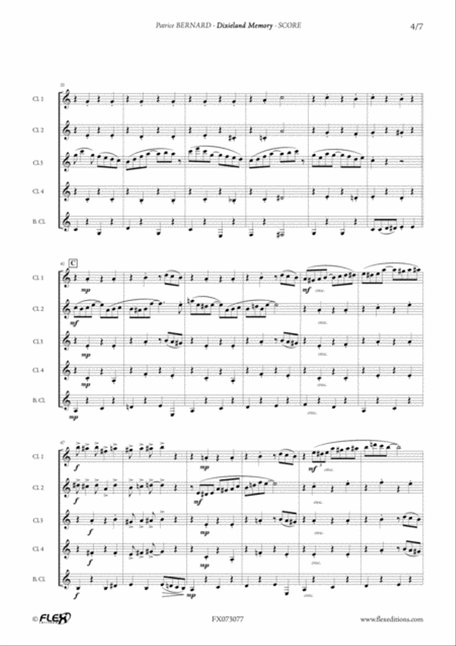 Dixieland Memory B-Flat Clarinet scores gallery preview page 4
