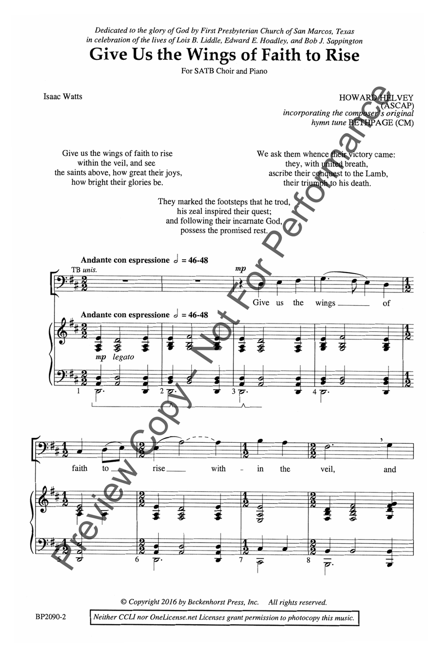Give Us the Wings of Faith to Rise 4-Part scores gallery preview page 2