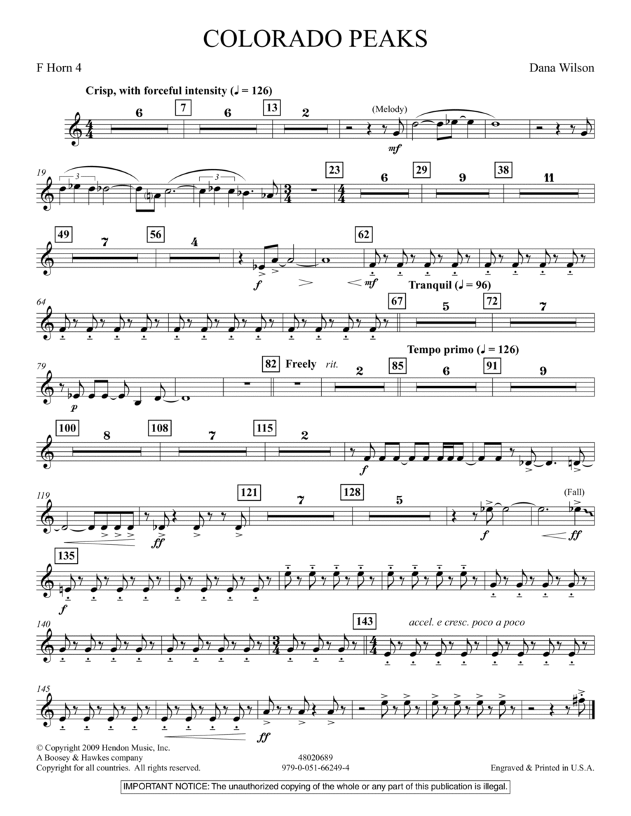 Colorado Peaks - Horn 4 in F Concert Band scores gallery preview page 1