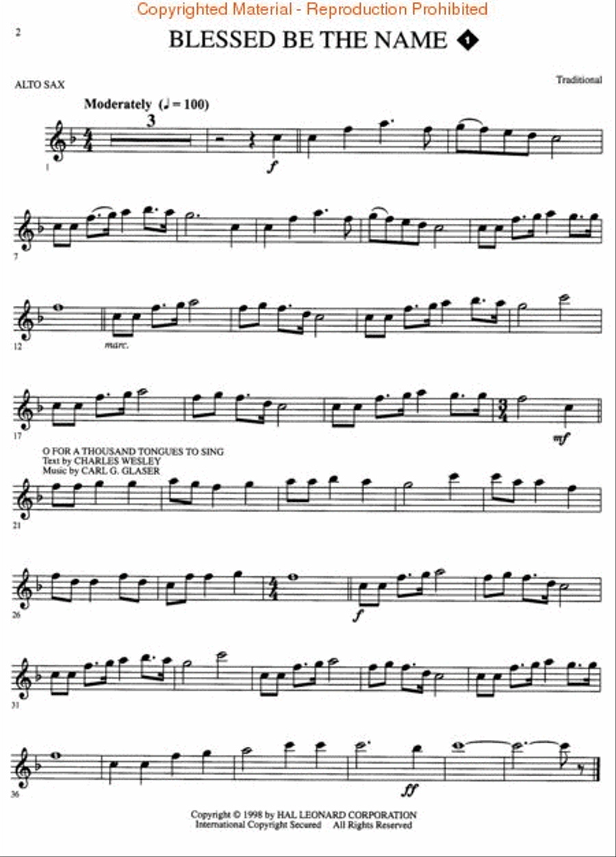 Praise & Worship Hymn Solos Alto Saxophone scores gallery preview page 3