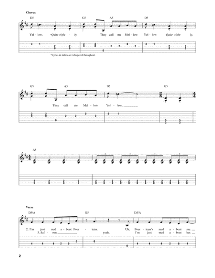 Mellow Yellow Acoustic Guitar scores gallery preview page 2