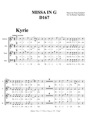 SCHUBERT - MISSA IN G - Arr. for SATB Choir and Organ (Combined SATB Choir Parts + Organ Part)