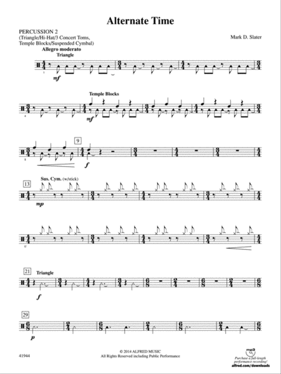 Alternate Time: 2nd Percussion Concert Band scores gallery preview page 1
