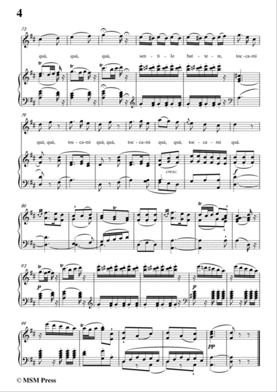 Mozart-Vedrai,carino,in D Major,for Voice and Piano Voice Solo scores gallery preview page 6