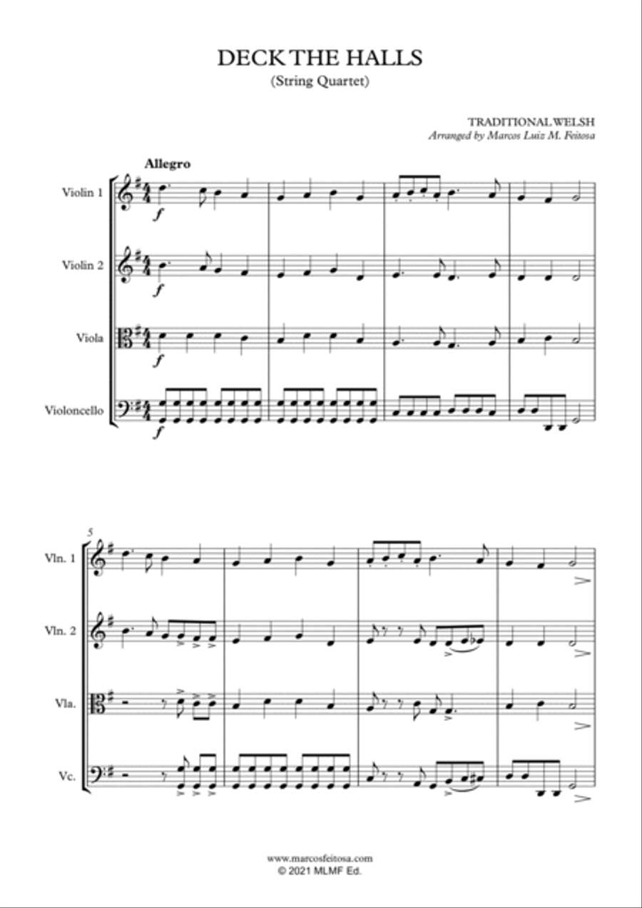 Deck The Halls - String Quartet String Quartet scores gallery preview page 3