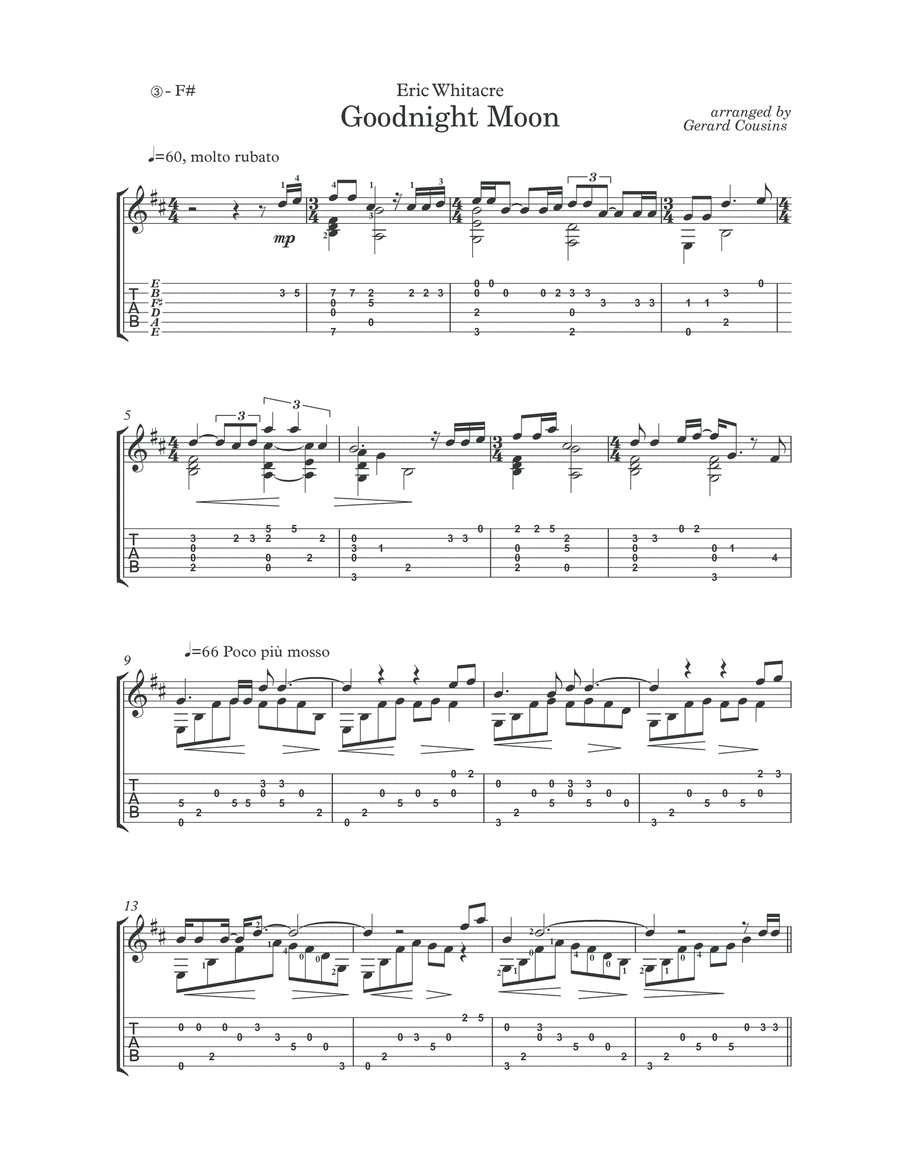 Goodnight Moon (arr. Gerard Cousins) Acoustic Guitar scores gallery preview page 1