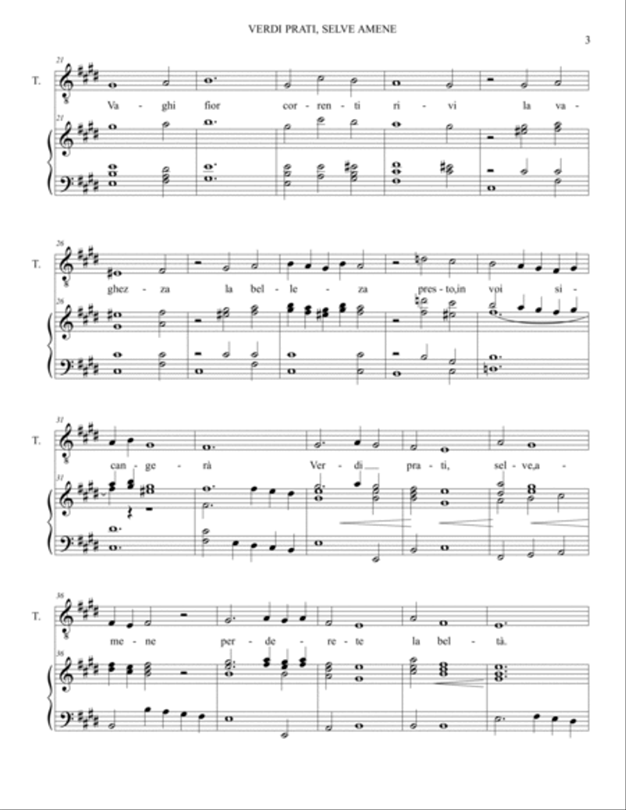 VERDI PRATI - SELVE AMENE - Handel - From Alcina - For Tenor and Piano Tenor Voice scores gallery preview page 2