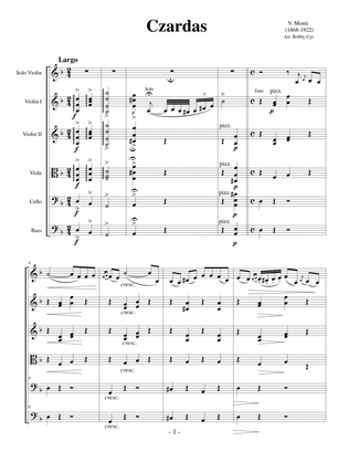 Book cover for Czardas (Solo Violin & String Quintet or Quartet) Scores & Parts