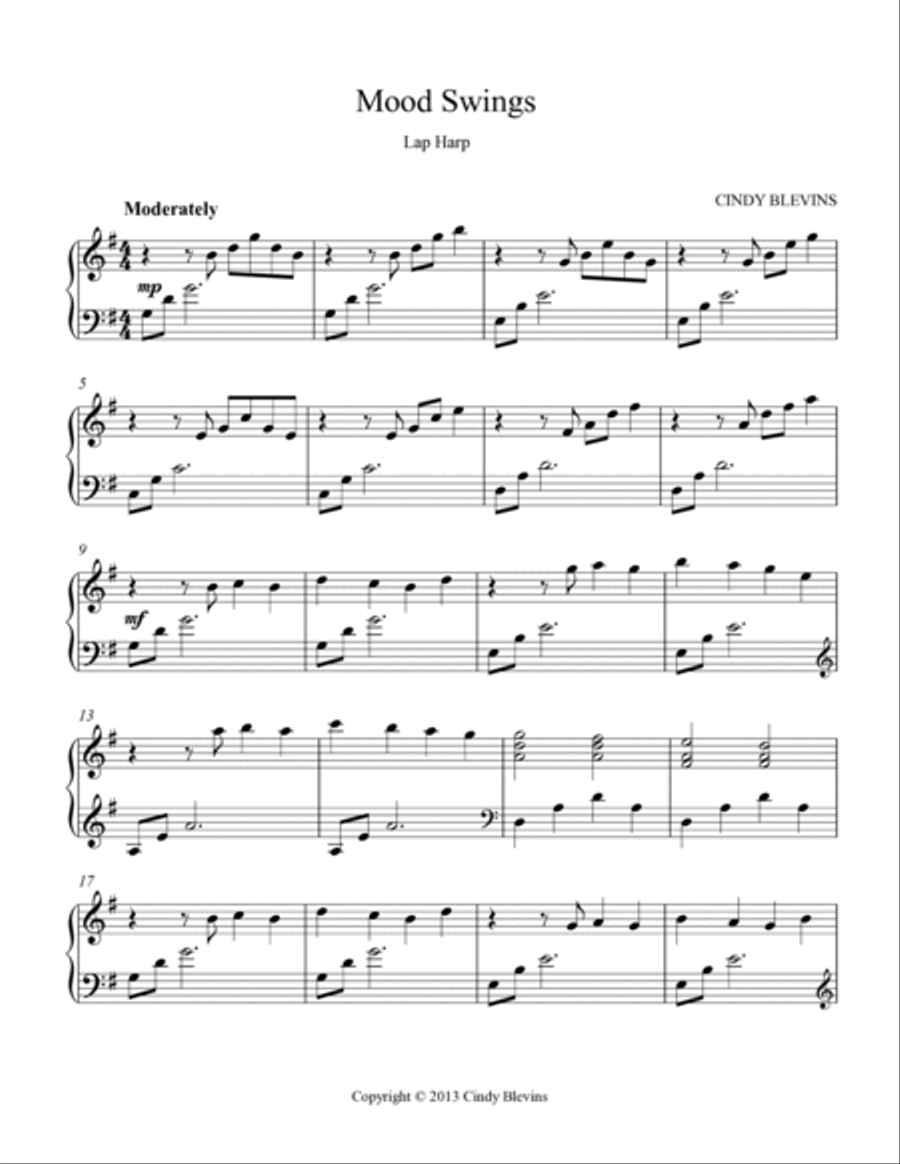 Mood Swings, original solo for Lap Harp Lap Harp scores gallery preview page 2