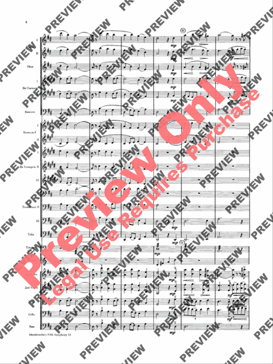Mendelssohn's 5th Symphony Reformation, 4th Movement Full Orchestra scores gallery preview page 5
