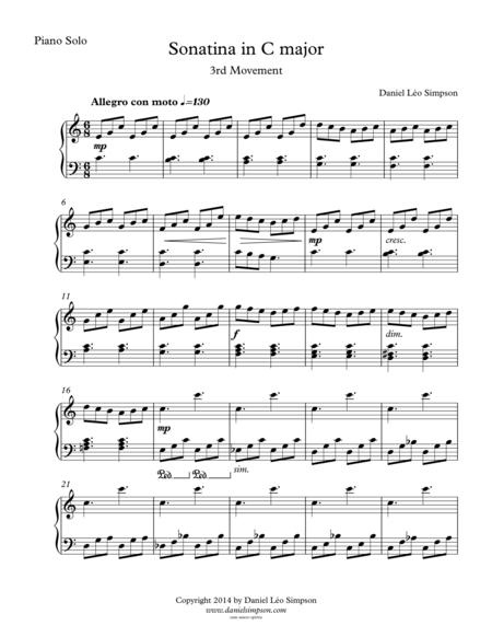 Sonatina in C for Piano Solo - 3rd Mvt. image number null