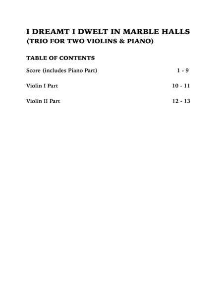 Marble Halls (Trio for Two Violins and Piano) image number null