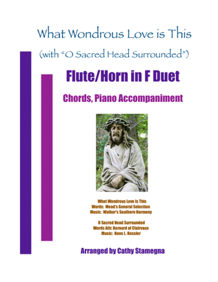 Book cover for What Wondrous Love Is This (with "O Sacred Head Surrounded") (Flute/Horn in F Duet, Piano Acc.)