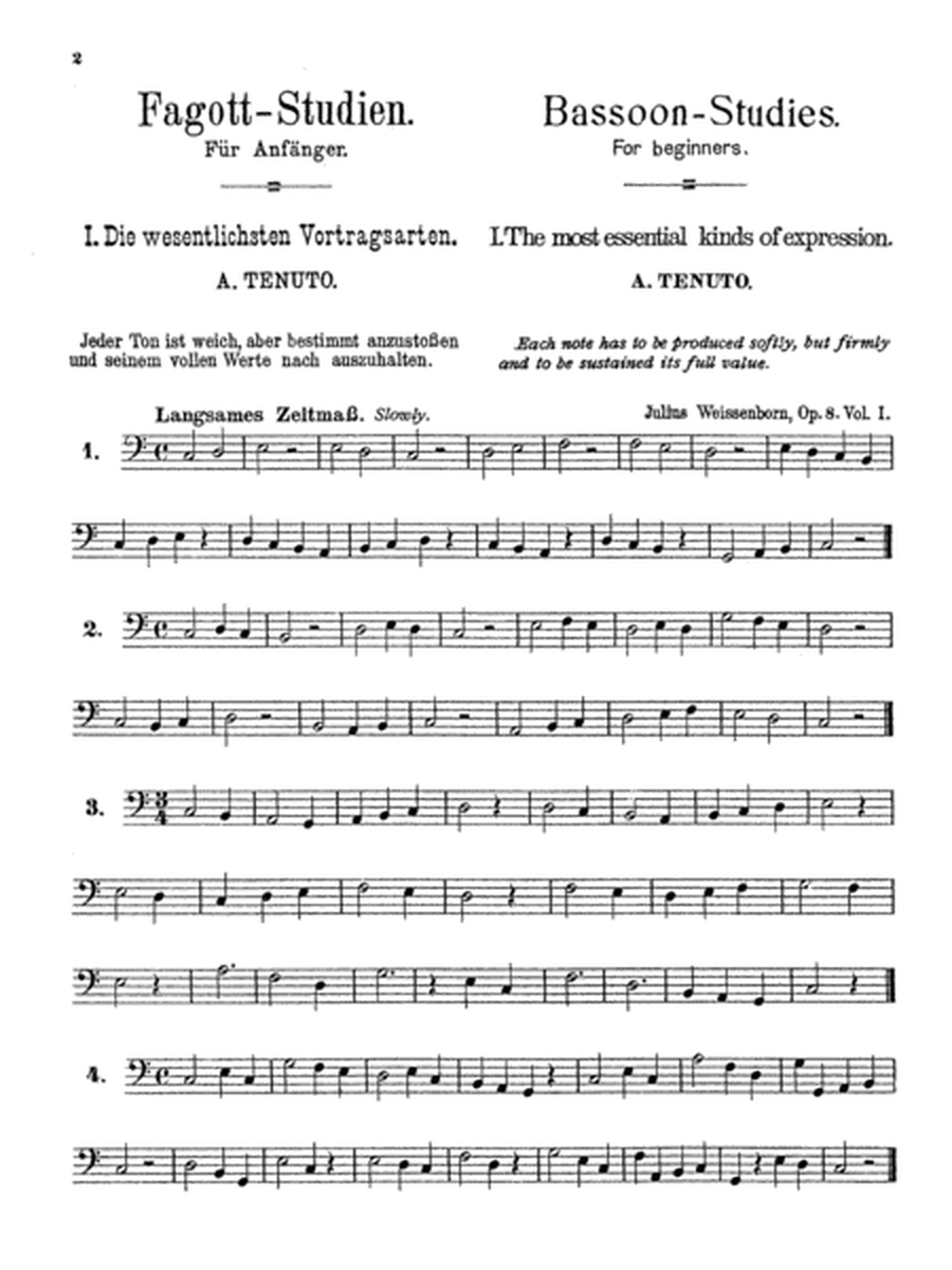 Bassoon Studies for Beginners, Op. 8